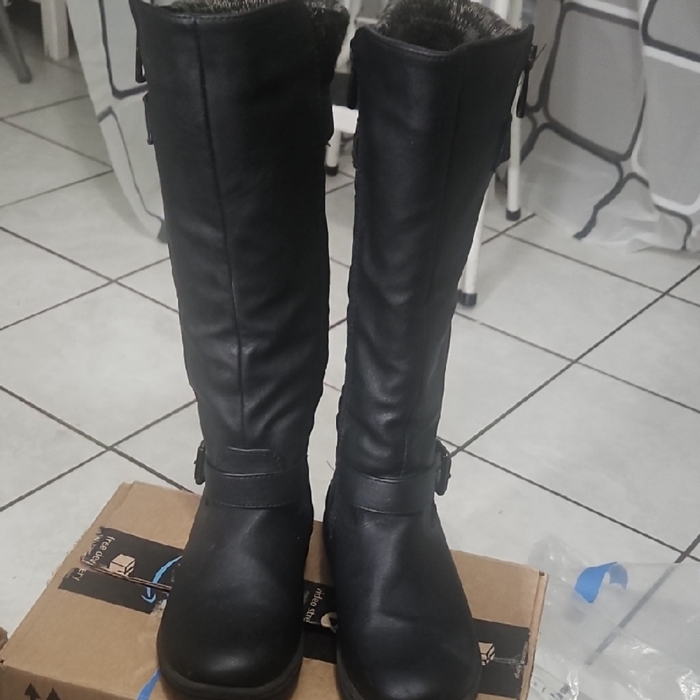 Dream Pairs Black Over-the-Knee Riding Boots with Buckle